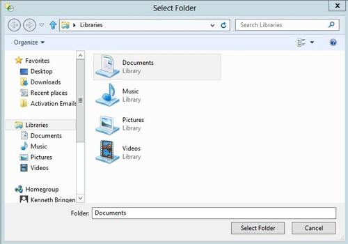 File History, Exclude Folders, Select